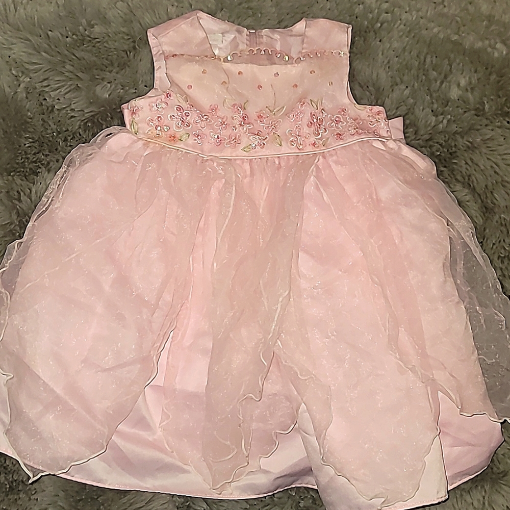 Bonnie Baby Baby Pink Floral Detail Princess Dress 18m